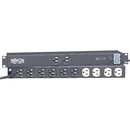 Tripp Lite Power Strip, Surge, 5-15R, 5-15P, 15 ft., Black IBR12