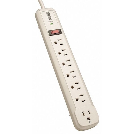 Tripp Lite Outlet Strip, Surge, 7 5-15R, 5-15P, 4 ft., White TLP74R
