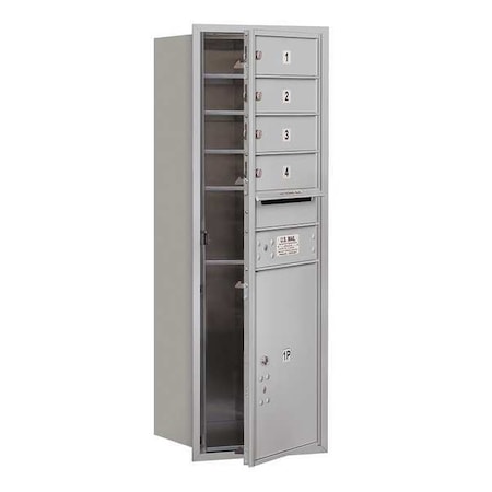 Salsbury Industries Mailbox, Aluminum, Powder Coated, 5 Doors, Recessed, USPS 3711S-04AFU