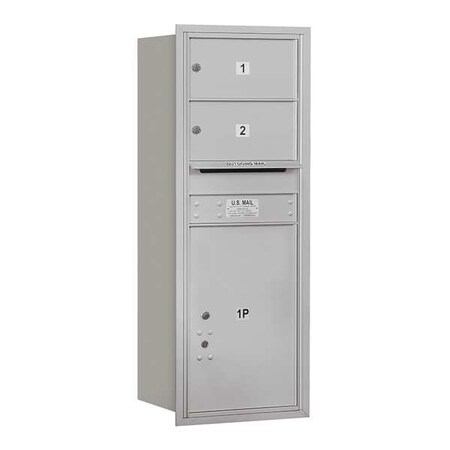 Salsbury Industries Horizontal Mailbox, Aluminum, Powder Coated, 3 Doors, Recessed, USPS 3712S-02ARU