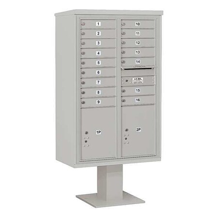 Salsbury Industries Pedestal Mailbox, Gray, Powder Coated, 18 Doors, Pedestal, 4C 3414D-16GRY