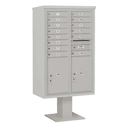 Salsbury Industries Pedestal Mailbox, Gray, Powder Coated, 16 Doors, Pedestal, 4C 3414D-14GRY