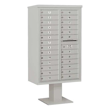 Salsbury Industries Pedestal Mailbox, Gray, Powder Coated, 26 Doors, Pedestal, 4C 3414D-26GRY