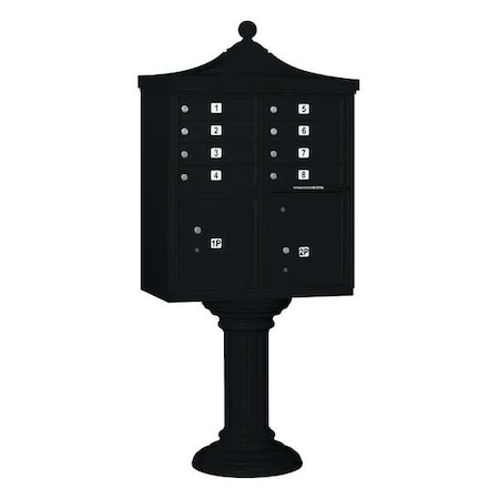 Salsbury Industries Cluster Box Unit, Black, Powder Coated, 10 Doors, Pedestal, USPS Access 3308R-BLK-U