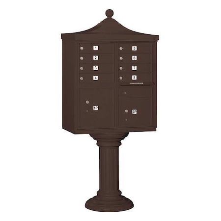 Salsbury Industries Cluster Box Unit, Bronze, Powder Coated, 10 Doors, Pedestal, USPS Access 3308R-BRZ-U