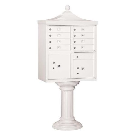 Salsbury Industries Cluster Box Unit, White, Powder Coated, 10 Doors, Pedestal, USPS Access 3308R-WHT-U