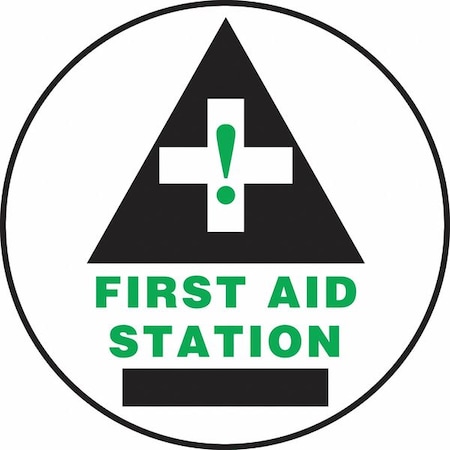 Accuform Slip-Gard Round Floor Sign, 17" H, 17" W, Vinyl, Circle, English, MFS738 MFS738