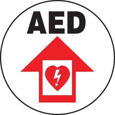Accuform AED, 17 in W x 17 in H, Circle, Vinyl, MFS713 MFS713