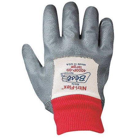 Showa Coated Gloves, Nitrile, Smooth, 4-Mar, 4 Abrasion Level, White/Gray, M (9) 1 PR 4000P-09