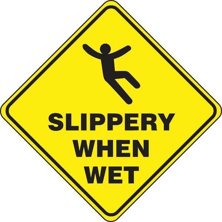 Accuform Slip-Gard Diamond Shape Floor Sign, 17" H, 17" W, Vinyl, Diamond, English, PSR416 PSR416