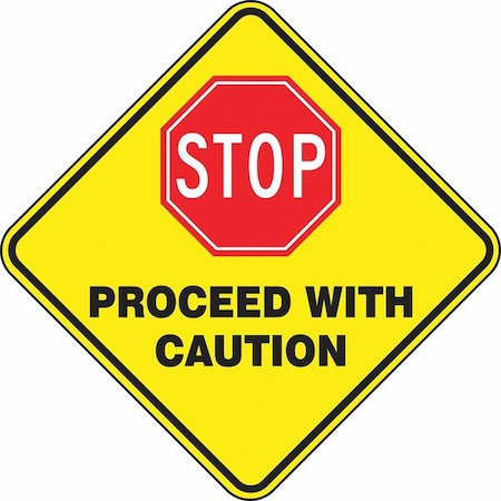 Accuform Slip-Gard Diamond Shape Floor Sign, 17" H, 17" W, Vinyl, Diamond, English, PSR430 PSR430