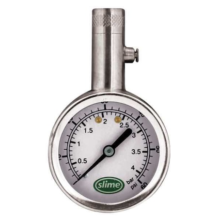 Slime Brass Dial Tire Gauge, 5 to 60 PSI 20049