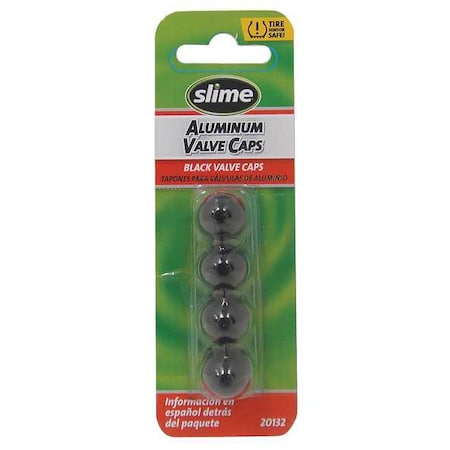 Slime Anodized Valve Caps, 4 Pc., Black 20132