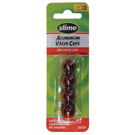 Slime Anodized Valve Caps, 4 Pc., Red 20129