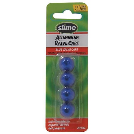 Slime Anodized Valve Caps, 4 Pc., Blue 20130