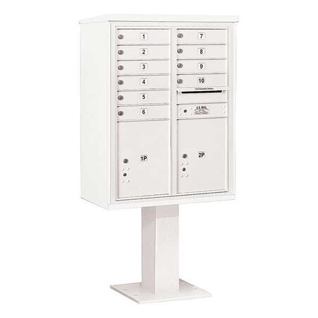 Salsbury Industries Pedestal Mailbox, White, Powder Coated, 12 Doors, Pedestal, 4C 3411D-10WHT