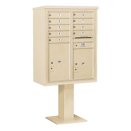 Salsbury Industries Pedestal Mailbox, Sandstone, Powder Coated, 11 Doors, Pedestal, 4C 3411D-09SAN