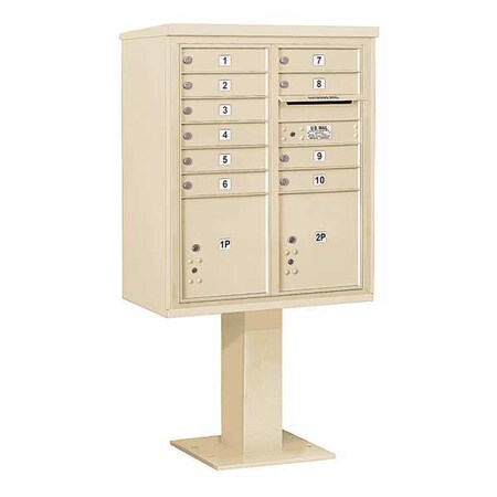 Salsbury Industries Pedestal Mailbox, Sandstone, Powder Coated, 12 Doors, Pedestal, 4C 3410DA-10SAN
