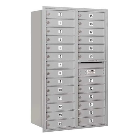 Salsbury Industries Horizontal Mailbox, Aluminum, Powder Coated, 26 Doors, Recessed, Private 3714D-26ARP