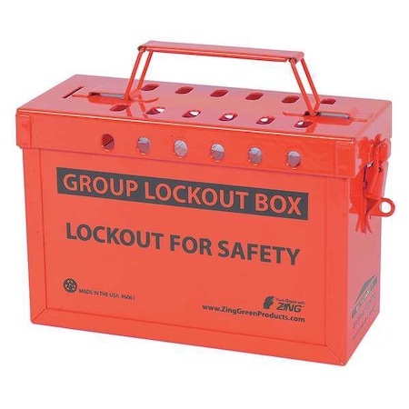 Zing Group Lockout Box, Stainless Steel, Red 6061R