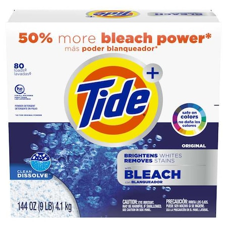 Tide High Efficiency Laundry Detergent, 144 oz Box, Powder, Unscented, Clear, 2 PK 84998