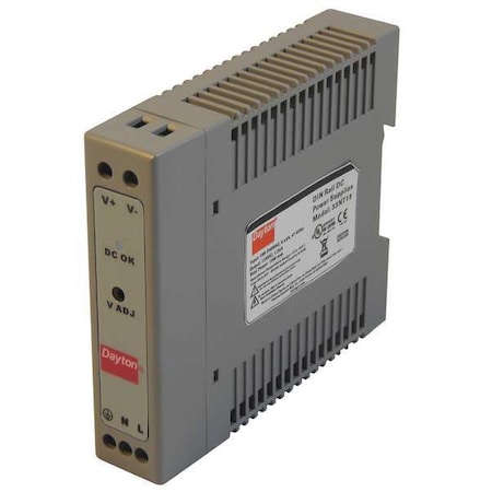 Dayton DC Power Supply, 90/264V AC, 12V DC, 15 W, 1.25 A, DIN Rail 33NT15