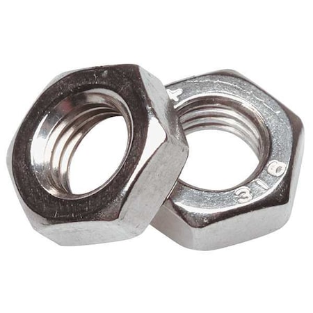 C. Sherman Johnson Hex Nut, 1/4"-28, 316 Stainless Steel, Not Graded, Plain, 1/4 in Ht, 10 PK 35-603