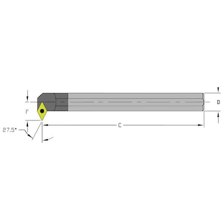 Ultra-Dex Usa Indexable Boring Bar, E12S SDNCR3, 10 in L, Carbide, 55 Degrees  Diamond Insert Shape 920-000-336