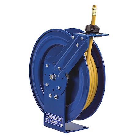 Coxreels Spring Return Hose Reel, 3/8 in Hose Diameter, 50 ft Length, 300 psi Max. Pressure, Brass P-LP-350-YP