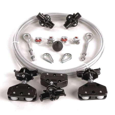 Dayton Festoon System Kit, 1/4 In Rope, L 20 Ft 33N207