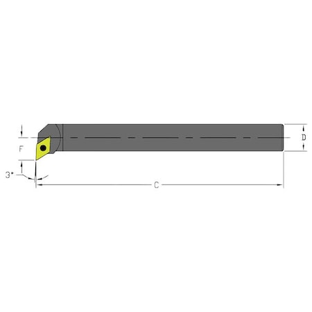 Ultra-Dex Usa Indexable Boring Bar, D12S SDUCR3, 10 in L, High Speed Steel, 55 Degrees  Diamond Insert Shape 910-000-051