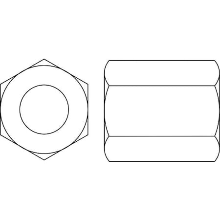 Zoro Select Coupling Nut, 1"-5, Steel, Grade 2, Zinc Plated, 1-3/8 in Hex Wd, 4 PK HXCNG2ZR15