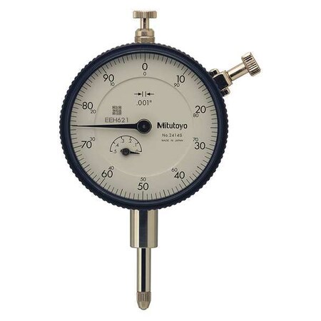 Mitutoyo Dial Indicator, 0 to 0.500 In, 0-100 2414S