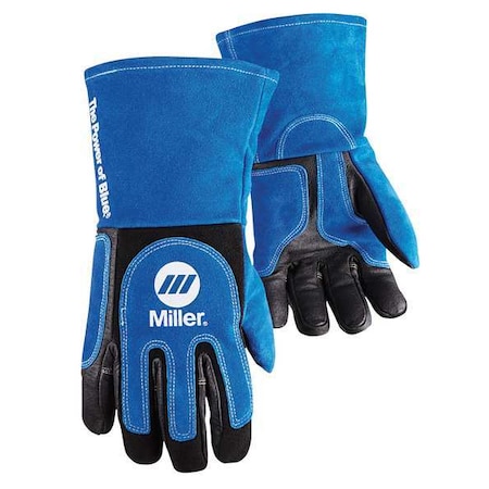 Miller Electric Performance Welding Gloves, Gauntlet Cuff, Wing Thumb, Premium Pigskin, XL, 1 PR 263340