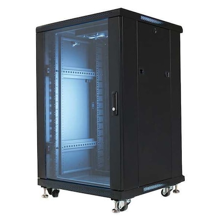Video Mount Products 19" Equipment Rack Enclosure - 18U with Fans, Casters EREN-18E