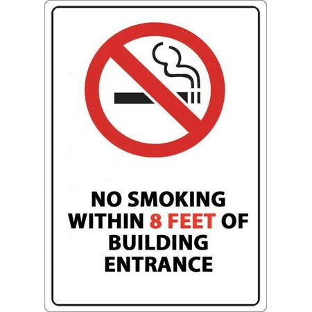Zing No Smoking Window Decal, 7" H, 5 in W, Plastic, Rectangle, English, 1877D, PK2 1877D