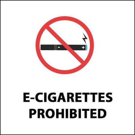 Zing No E-Cigarette Smoking Window Decal, 4 in Height, 4 in Width, Plastic, Rectangle, English 1868D