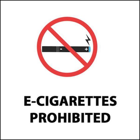 Zing No E-Cigarette Smoking Label, 4 in Height, 4 in Width, Plastic, Rectangle, English 1868S