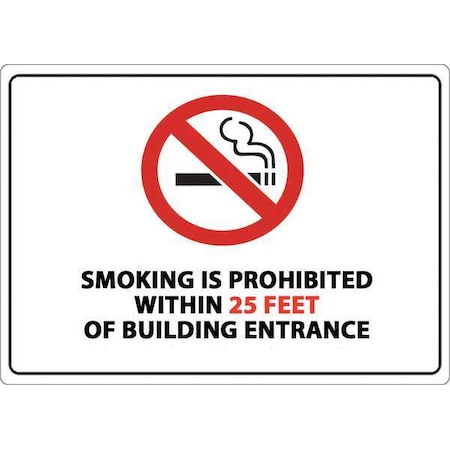 Zing No Smoking Window Decal, 5 in H, 7 in W, Plastic, Rectangle, English, 1869D, PK2 1869D