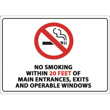 Zing No Smoking Window Decal, 5 in H, 7 in W, Plastic, Rectangle, English, 1871D, PK2 1871D