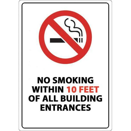 Zing No Smoking Sign, 14 in H, 10" W, Plastic, Rectangle, English, 2876 2876