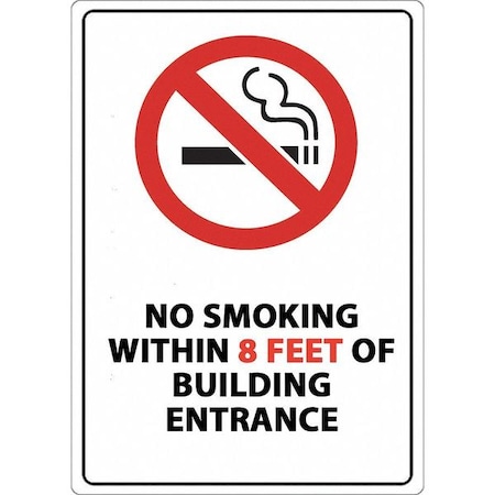 Zing No Smoking Sign, 10" H, 7 in W, Plastic, Rectangle, English, 1878 1878