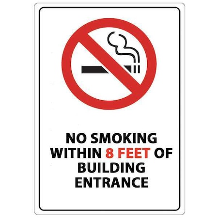 Zing No Smoking Sign, 10" H, 7 in W, Plastic, Rectangle, English, 1878S 1878S