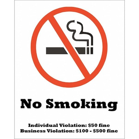 Zing No Smoking Sign, Tennessee, 10" H, 7 in W, Plastic, Rectangle, English, 1865 1865