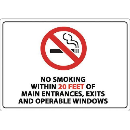 Zing No Smoking Sign, 10" H, 14 in W, Plastic, Rectangle, English, 2872 2872