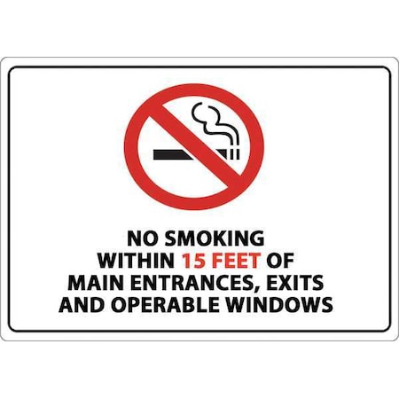 Zing No Smoking Sign, 7" H, 10" W, Plastic, Rectangle, English, 1874S 1874S