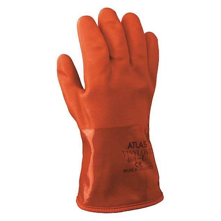 Showa Chemical Resistant Gloves, Grain, Full, Not Tested Abrasion Level, Orange, M, 1 PR 460M-08