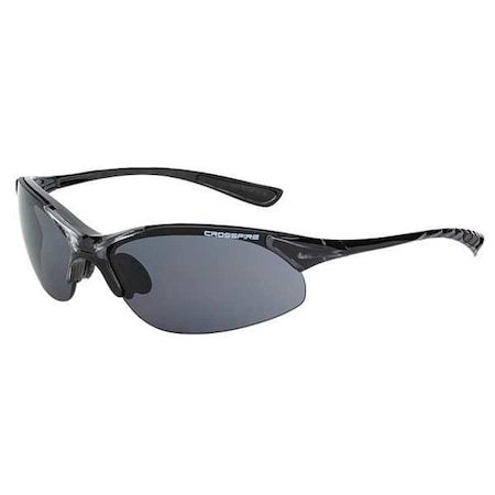 Radians Crossfire XCBR, Safety Glasses, Anti-Scratch, Smoke Lens, Black Frame, Half-Frame 1541