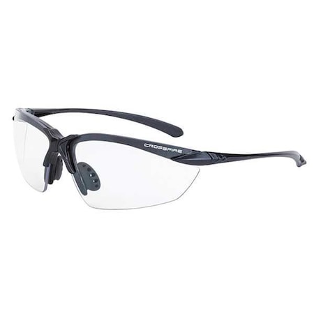 Radians Crossfire Sniper, Safety Glasses, Anti-Scratch, Clear Lens, Black Frame, Half-Frame 924
