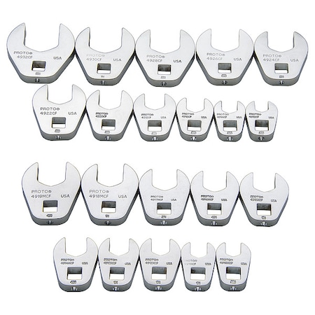 Proto 3/8 in Drive, SAE, Metric, Crowfoot Socket Wrench Set, Open End, Chrome J49000